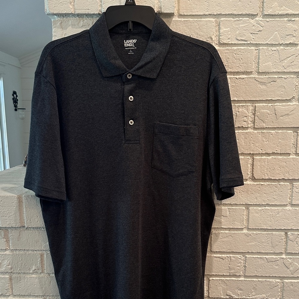 Lands' End Men's Charcoal Polo Shirt